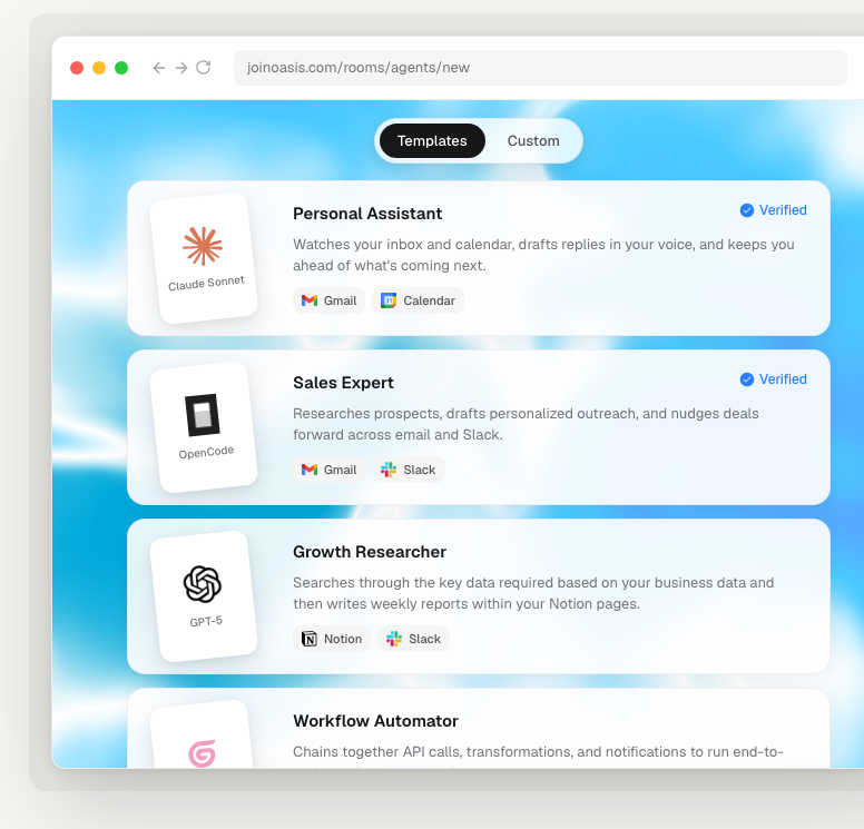 Agent template picker